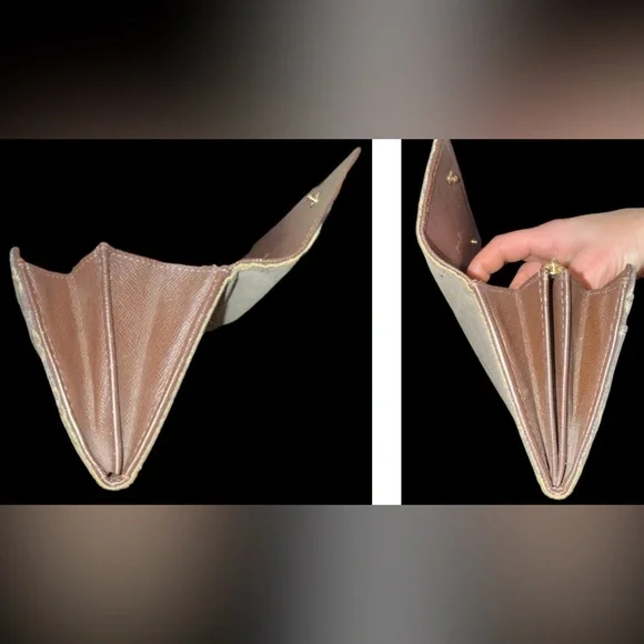 Louis Vuitton Wallet Mini Lin Brown Monogram Sarah Long Double Snap Continental - Picture 10 of 14